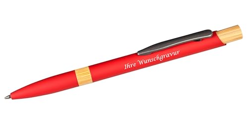 5x Kugelschreiber mit Gravur / aus Metall / gummierte Oberfläche / Farbe: rot von Livepac-Office