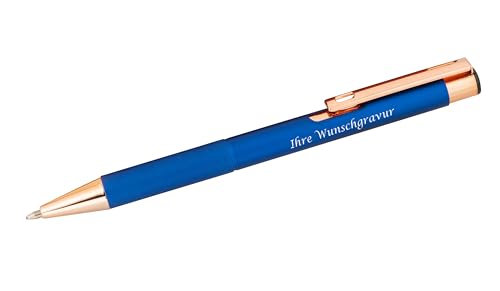 5x Kugelschreiber mit Gravur / aus Metall mit rosegoldene Beschläge / blau von Livepac-Office