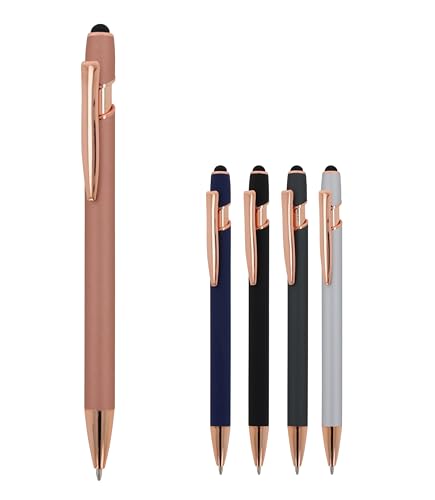5x Touchpen Kugelschreiber "Roségold" / aus Metall / Soft-Touch / 5 Farben von Livepac-Office
