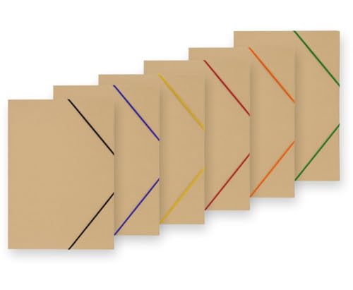 6x Dreiklappmappe / Gummizugmappe / Eckspanner / DIN A4 / aus Recyclingkarton von Livepac-Office