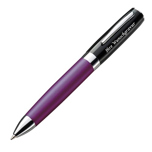 Eleganter Metall Kugelschreiber mit Gravur / Farbe: schwarz-violett Eleganter Metall Kugelschreiber mit Gravur / Farbe: schwarz-violett von Livepac-Office