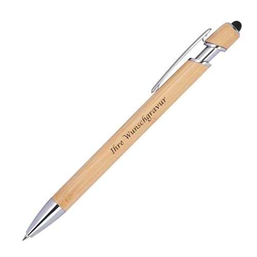 Holz-Touchpen-Kugelschreiber mit Gravur / aus Bambus von Livepac-Office
