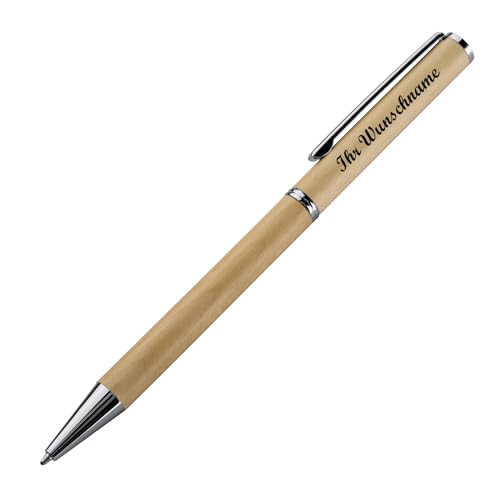 Klassischer Holz Kugelschreiber mit Namensgravur - aus Ahorn Klassischer Holz Kugelschreiber mit Namensgravur - aus Ahorn von Livepac-Office