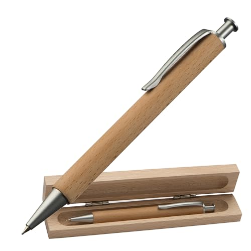Kugelschreiber / aus Buchenholz / in einem Etui von Livepac-Office