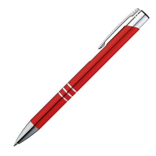 Kugelschreiber aus Metall / Schreibfarbe = Kugelschreiberfarbe / Farbe: rot von Livepac-Office