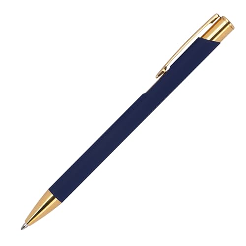 Kugelschreiber aus Metall / mit goldenen Applikationen / Farbe: dunkelblau von Livepac-Office
