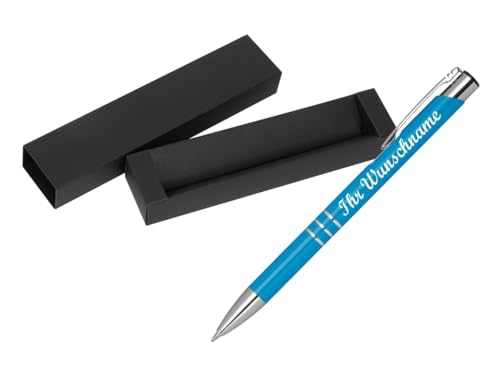 Kugelschreiber aus Metall mit Namensgravur - mit Pappetui - Farbe: hellblau Kugelschreiber aus Metall mit Namensgravur - mit Pappetui - Farbe: hellblau von Livepac-Office