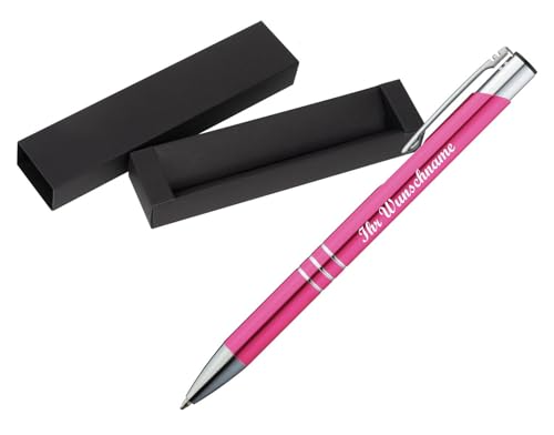 Kugelschreiber aus Metall mit Namensgravur - mit Pappetui - Farbe: pink von Livepac-Office