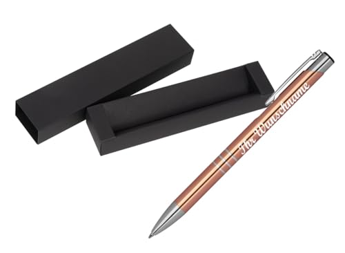 Kugelschreiber aus Metall mit Namensgravur - mit Pappetui - Farbe: roségold von Livepac-Office
