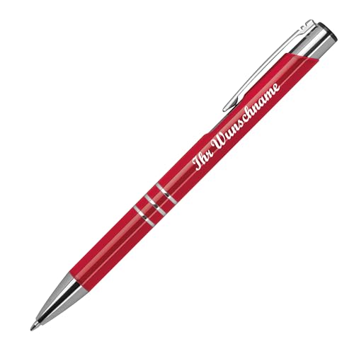 Kugelschreiber aus Metall mit Namensgravur - vollfarbig lackiert - rot (matt) von Livepac-Office