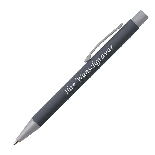Kugelschreiber mit Gravur / aus Metall mit rubber finish Oberfläche / anthrazit von Livepac-Office