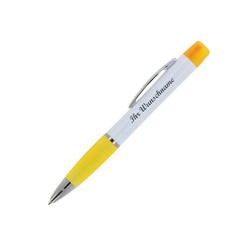 Kugelschreiber mit Namensgravur/ mit dreifarbigen Textmarker / Farbe: weiß-gelb Kugelschreiber mit Namensgravur/ mit dreifarbigen Textmarker / Farbe: weiß-gelb von Livepac-Office
