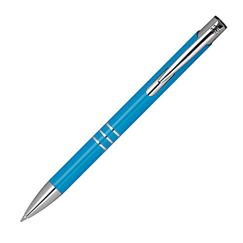 Livepac-Office 10 Kugelschreiber aus Metall mit beidseitige Namensgravur - Farbe: hellblau von Livepac-Office