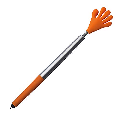 Livepac-Office 10 Touchpen Kugelschreiber mit Namensgravur -Smile Hand - Farbe: silber-orange von Livepac-Office
