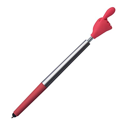 Livepac-Office 10 Touchpen Kugelschreiber mit Namensgravur - Smile Hand - Farbe: silber-rot von Livepac-Office