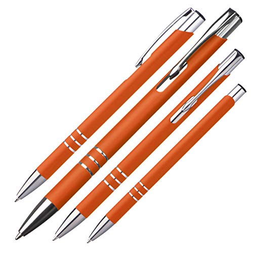 Livepac-Office 10 schlanke Kugelschreiber mit Namensgravur - aus Metall - Farbe: orange von Livepac-Office