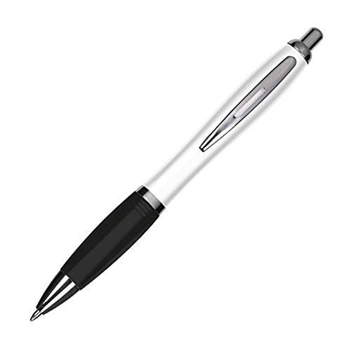 Livepac-Office 100 Kugelschreiber mit Namensgravur - aus Kunststoff - Farbe: weiß-schwarz von Livepac-Office