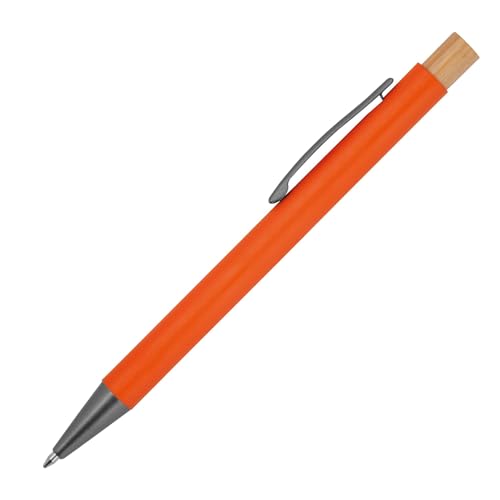 Livepac-Office 10x Kugelschreiber aus recyceltem Aluminium mit Bambusdrücker/Farbe: orange von Livepac-Office