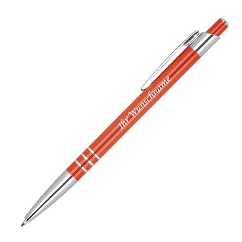Livepac-Office 10x Schlanker Kugelschreiber aus Metall mit Gravur/Farbe: rot von Livepac-Office
