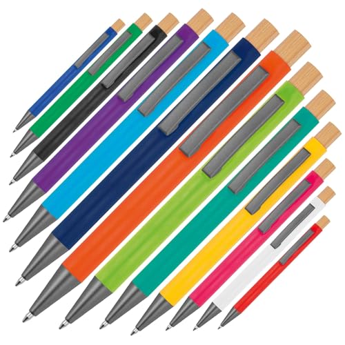 Livepac-Office 13x Kugelschreiber aus recyceltem Aluminium mit Bambusdrücker / 13 Farben von Livepac-Office