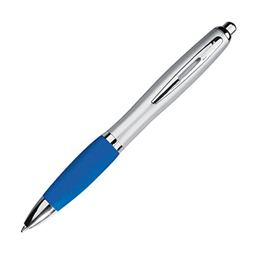 Livepac-Office 20 Kugelschreiber mit Namensgravur - mit satiniertem Gehäuse -Farbe: silber-blau von Livepac-Office