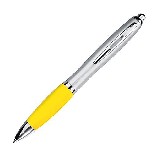 Livepac-Office 20 Kugelschreiber mit Namensgravur - mit satiniertem Gehäuse -Farbe: silber-gelb von Livepac-Office