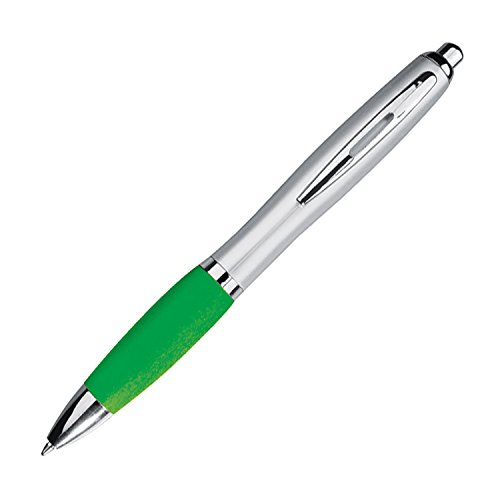 Livepac-Office 20 Kugelschreiber mit Namensgravur - mit satiniertem Gehäuse -Farbe: silber-grün von Livepac-Office