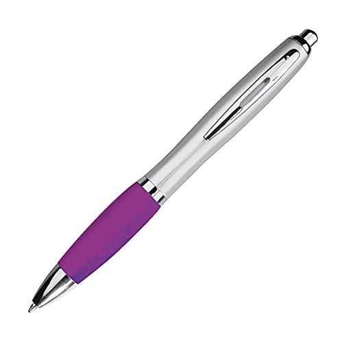 Livepac-Office 20 Kugelschreiber mit Namensgravur - mit satiniertem Gehäuse -Farbe: silber-lila von Livepac-Office