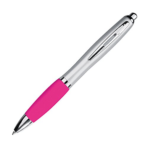 Livepac-Office 20 Kugelschreiber mit Namensgravur - mit satiniertem Gehäuse -Farbe: silber-pink von Livepac-Office