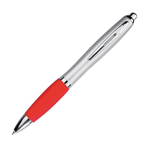 Livepac-Office 20 Kugelschreiber mit Namensgravur - mit satiniertem Gehäuse - Farbe: silber-rot von Livepac-Office