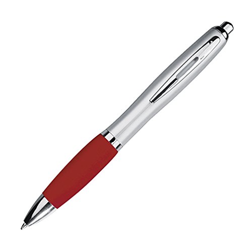 Livepac-Office 20 Kugelschreiber mit Namensgravur - satiniertes Gehäuse -Farbe: silber-bordeaux von Livepac-Office