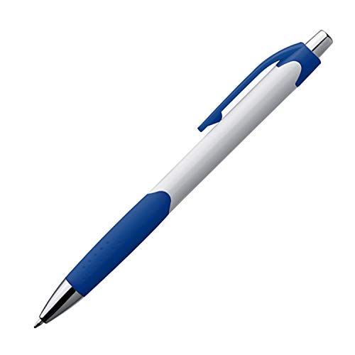 Livepac-Office 20x Kugelschreiber mit Namensgravur - gummierte Griffzone - Farbe: weiß-blau von Livepac-Office