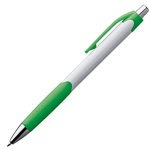 Livepac-Office 20x Kugelschreiber mit Namensgravur - gummierte Griffzone - Farbe: weiß-grün von Livepac-Office