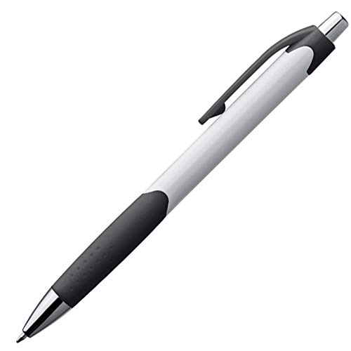 Livepac-Office 20x Kugelschreiber mit Namensgravur - gummierte Griffzone - Farbe: weiß-schwarz von Livepac-Office