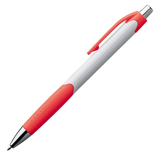 Livepac-Office 20x Kugelschreiber mit Namensgravur - mit gummierter Griffzone - Farbe: weiß-rot von Livepac-Office