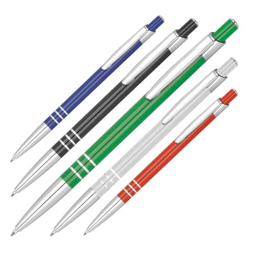 Livepac-Office 5x Schlanker Kugelschreiber aus Metall / 5 Farben von Livepac-Office