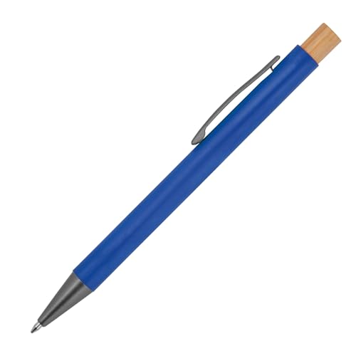 Livepac-Office Kugelschreiber aus recyceltem Aluminium mit Bambusdrücker/Farbe: blau von Livepac-Office