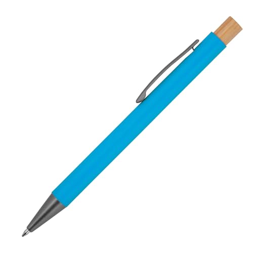 Livepac-Office Kugelschreiber aus recyceltem Aluminium mit Bambusdrücker/Farbe: hellblau Livepac-Office Kugelschreiber aus recyceltem Aluminium mit Bambusdrücker/Farbe: hellblau von Livepac-Office