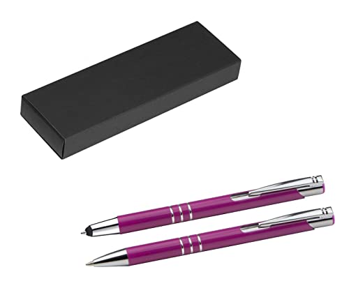 Metall Schreibset / Touchpen Kugelschreiber + Kugelschreiber / Farbe: beere von Livepac-Office