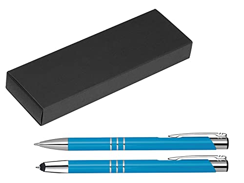 Metall Schreibset / Touchpen Kugelschreiber + Kugelschreiber / Farbe: hellblau von Livepac Office