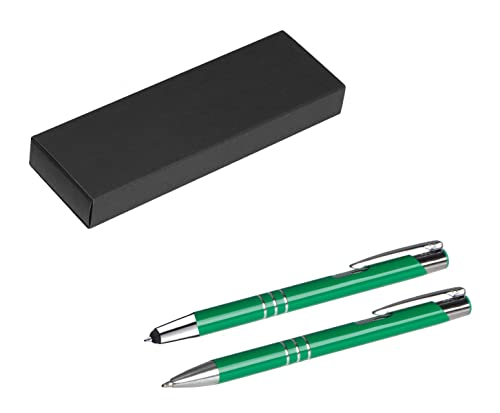 Metall Schreibset / Touchpen Kugelschreiber + Kugelschreiber / Farbe: mittelgrün von Livepac-Office