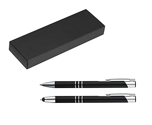 Metall Schreibset / Touchpen Kugelschreiber + Kugelschreiber / Farbe: schwarz von Livepac-Office