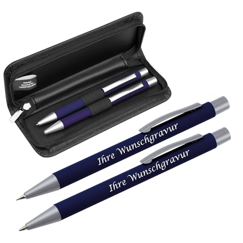 Metall-Schreibset mit Gravur / Kugelschreiber und Bleistift / Farbe: dunkelblau Metall-Schreibset mit Gravur / Kugelschreiber und Bleistift / Farbe: dunkelblau von Livepac-Office