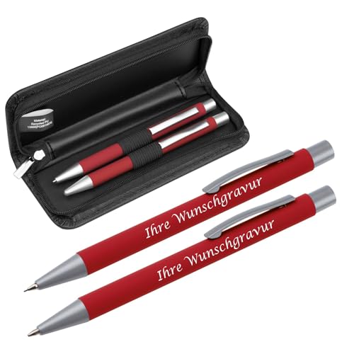 Metall-Schreibset mit Gravur / mit Kugelschreiber und Bleistift / Farbe: rot Metall-Schreibset mit Gravur / mit Kugelschreiber und Bleistift / Farbe: rot von Livepac-Office