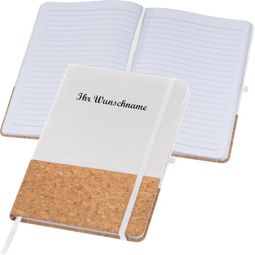 Notizbuch mit Namensgravur - mit PU-Kork Cover - A5 - 160 Seiten - Farbe: weiß Notizbuch mit Namensgravur - mit PU-Kork Cover - A5 - 160 Seiten - Farbe: weiß von Livepac-Office