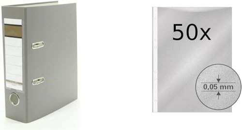 Ordner / DIN A5 / 75mm / Farbe: grau + 50 Prospekthüllen Ordner / DIN A5 / 75mm / Farbe: grau + 50 Prospekthüllen von Livepac Office