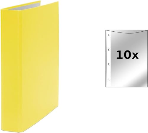 Ringbuch / DIN A5 / 2-Ring Ordner / Farbe: gelb + 10 Prospekthüllen von Livepac Office