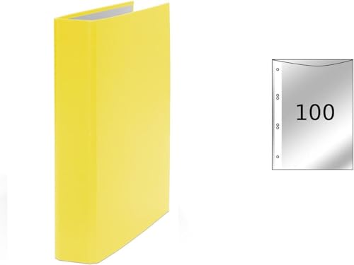 Ringbuch / DIN A5 / 2-Ring Ordner / Farbe: gelb + 100 Prospekthüllen von Livepac Office