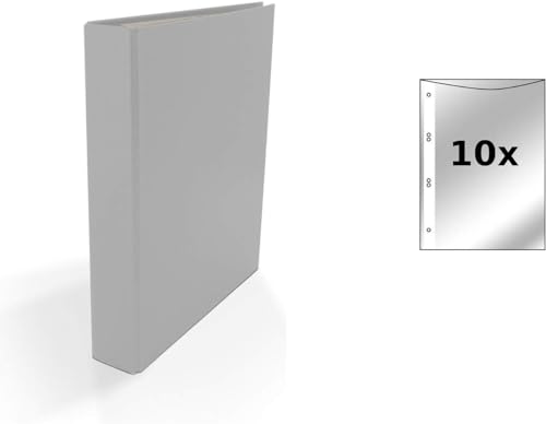 Ringbuch / DIN A5 / 2-Ring Ordner / Farbe: grau + 10 Prospekthüllen von Livepac Office
