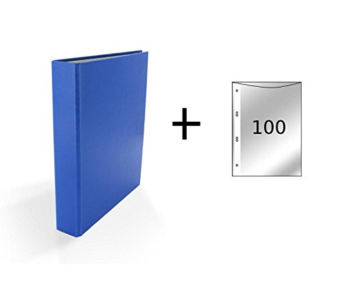 Ringbuch / DIN A5 / 4-Ring Ordner / Farbe: blau + 100 Prospekthüllen von Livepac Office